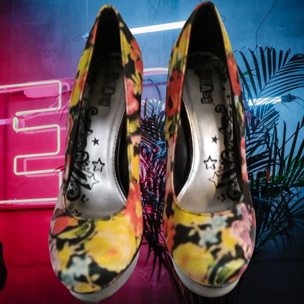Brash Floral Platform Pumps Multi Color Stiletto‎ Heels Size 7.5